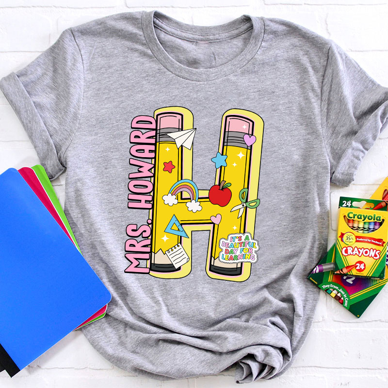 Personalized Funny Letter Back To School Name Teacher T-Shirt