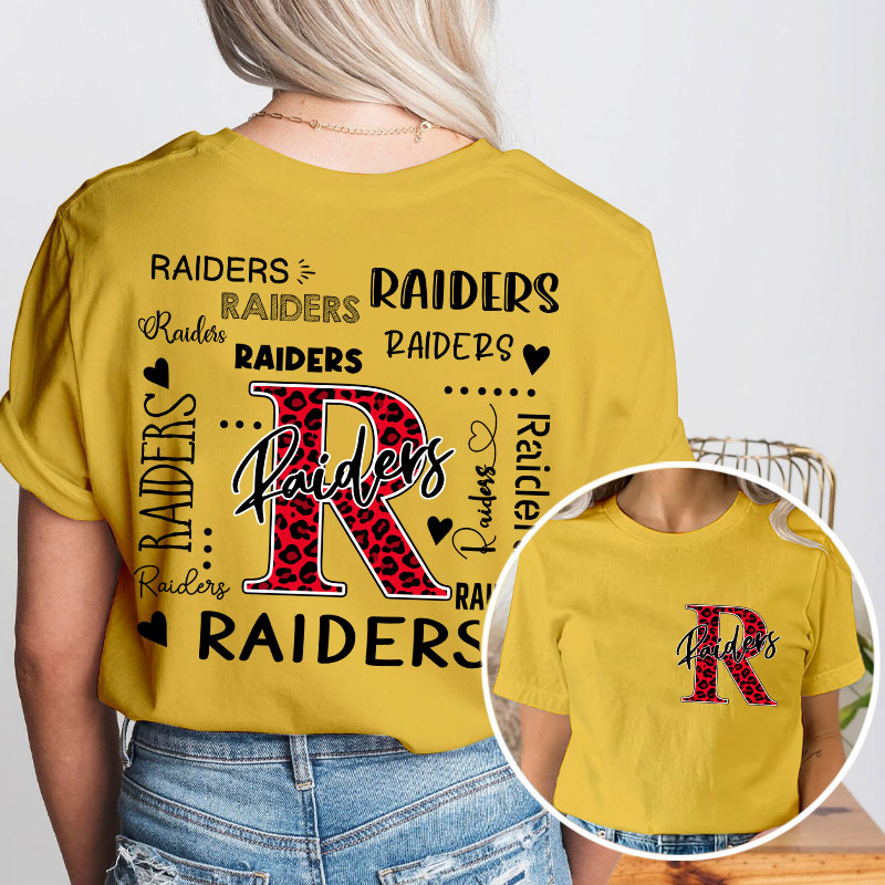 Personalized Leopard School Mascot Teacher Two Sided T-Shirt