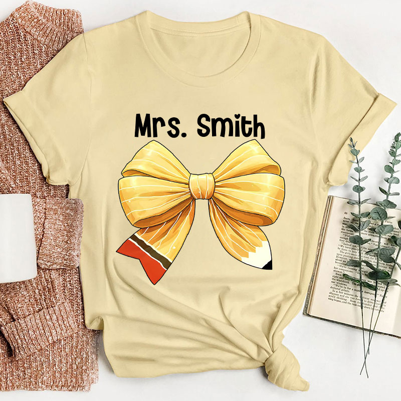 Personalized Name Teacher Bow Teacher T-Shirt