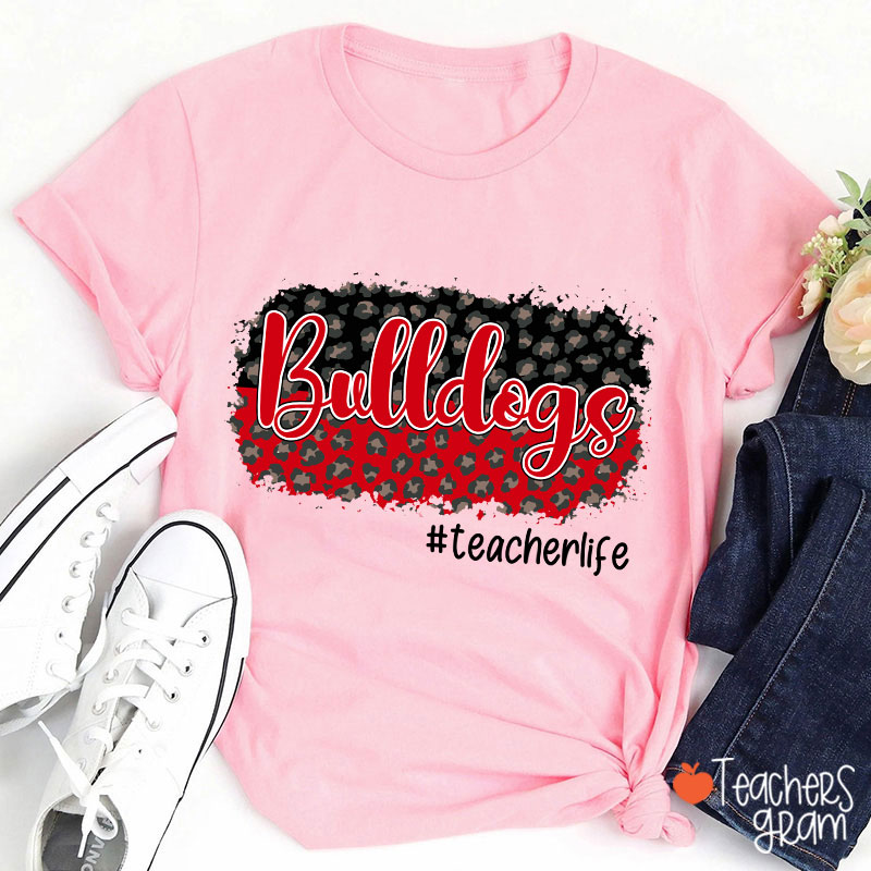Personalized School Mascot And Hashtag Colorful Leopard Teacher T-Shirt