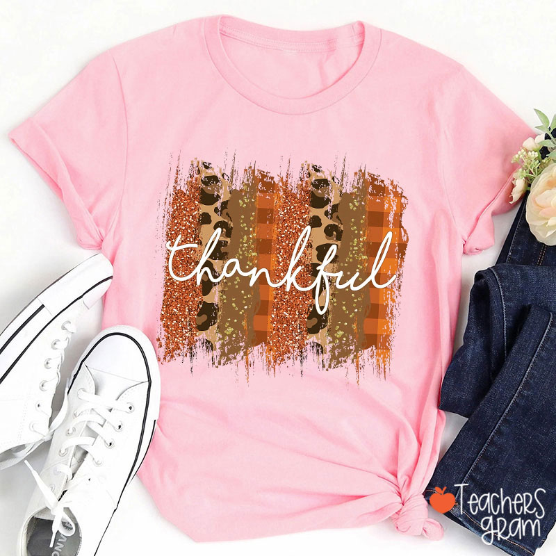 Thankful Leopard Teacher T-Shirt