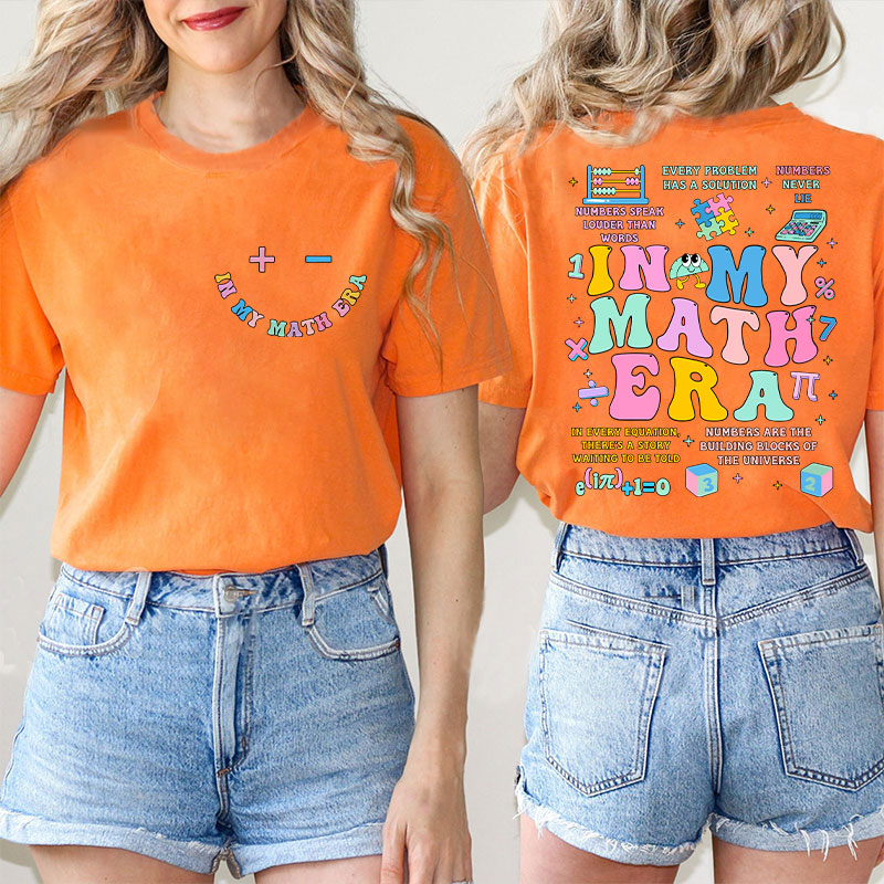 In My Math Era Cute Math Symbols Icon Teacher Two Sided T-Shirt
