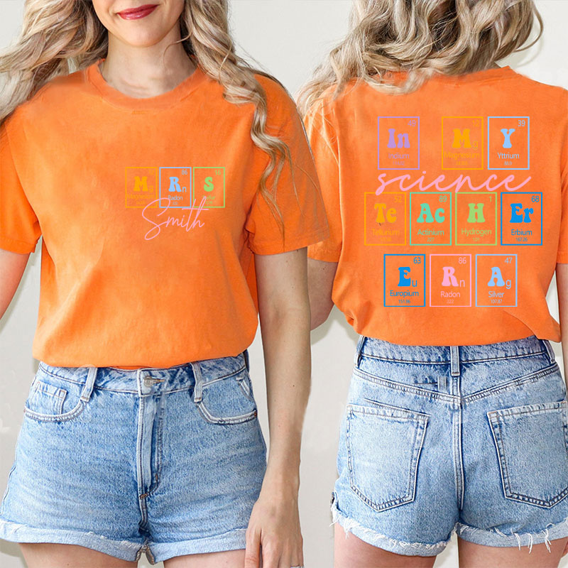 Personalized Name Science Teacher Two Sided T-Shirt