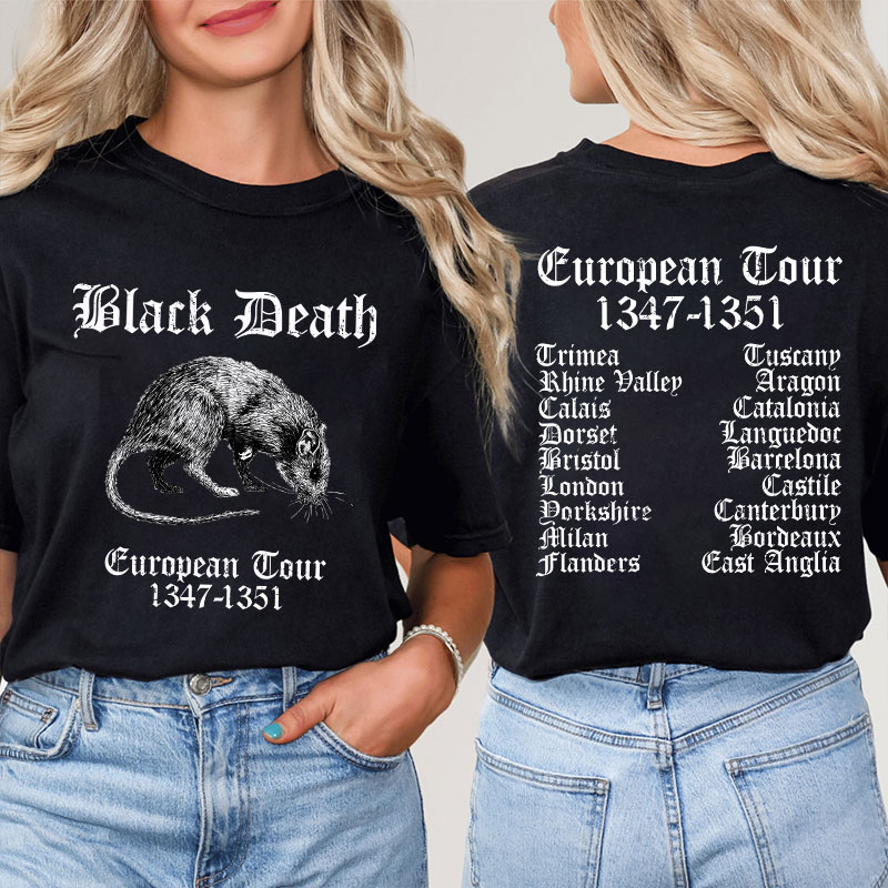 Black Death European Tour Teacher Two Sided T-Shirt