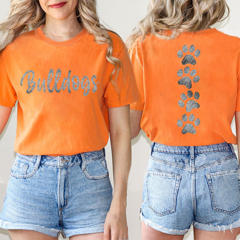 Personalized Mascot And Paw Game Day Teacher Two Sided T-Shirt