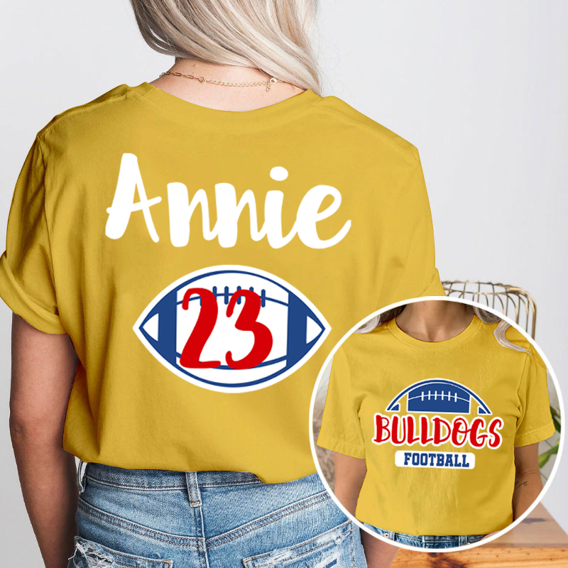 Personalized Mascot Sport Your Name And Number Game Day Teacher Two Sided T-Shirt
