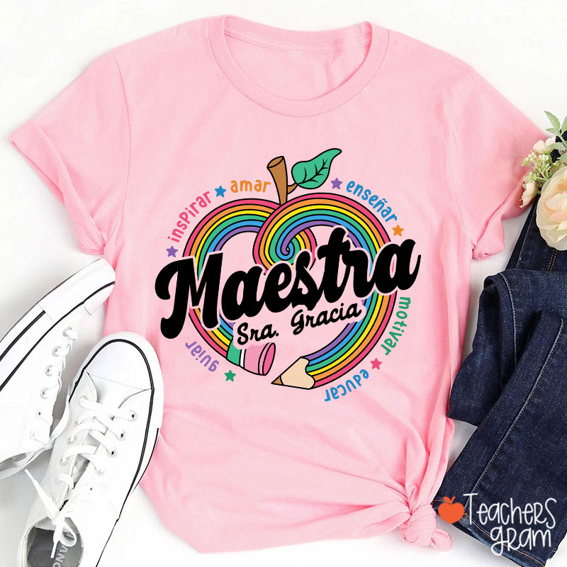 Personalized Inspirar Amar Maestra Spanish Teacher T-Shirt