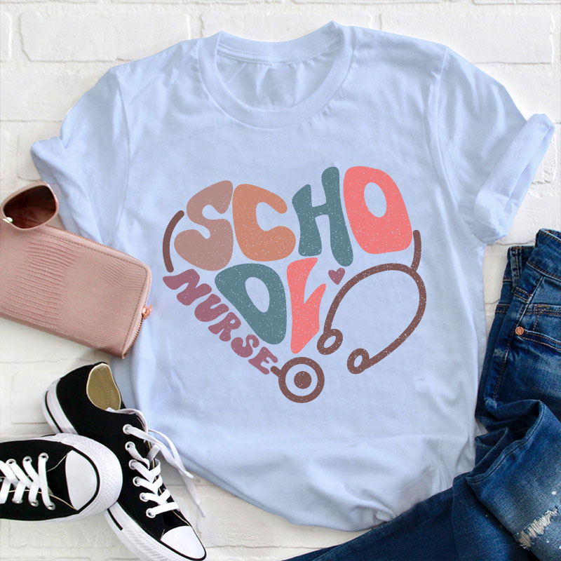 School Nurse Heart Stethoscope T-Shirt