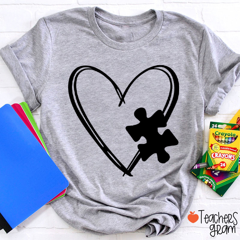 Love Autism Puzzle Teacher T-Shirt