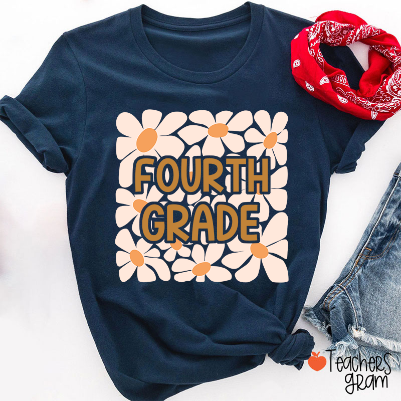 Personalized Yellow Daisy Grade Teacher T-Shirt