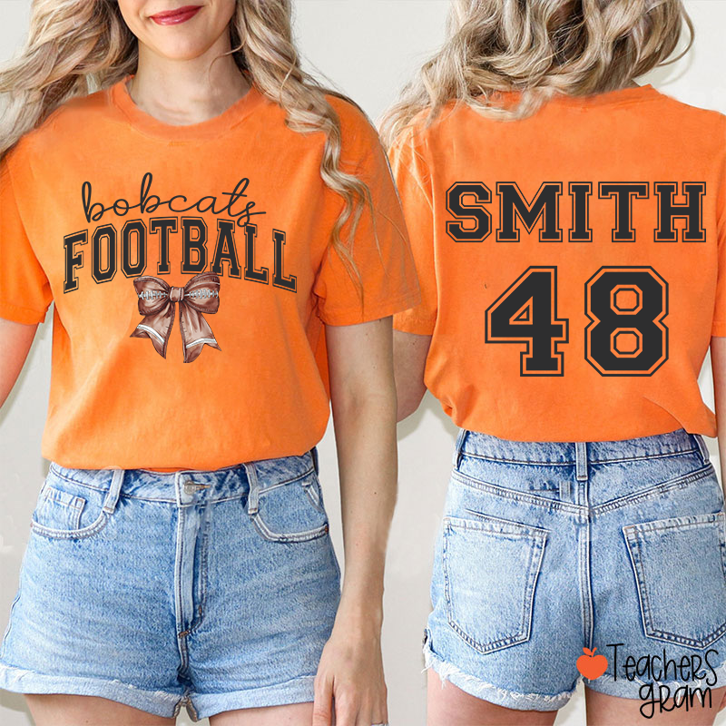 Personalized Mascot And Sport Bow Game Day Teacher Two Sided T-Shirt