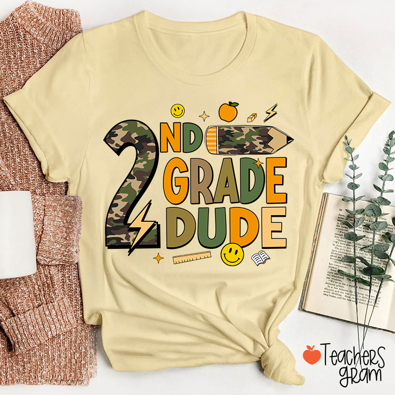Personalized Grade Camo Pencil Teacher T-Shirt