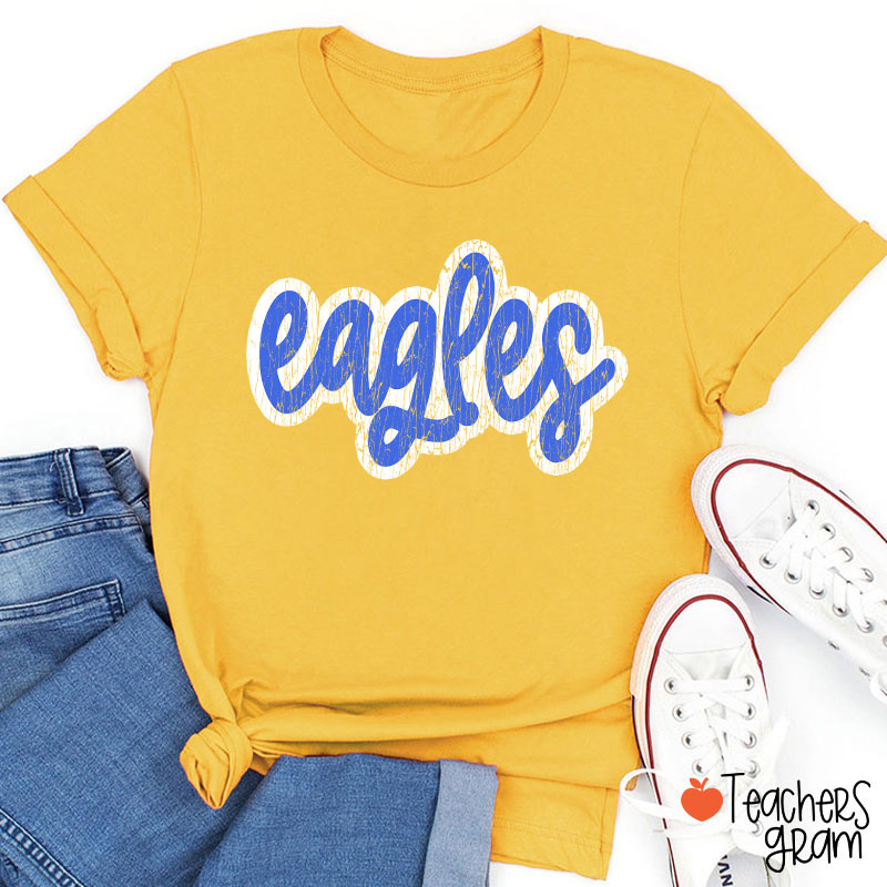 Personalized Mascot Washed And Distressed Print Teacher T-Shirt