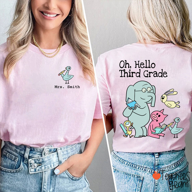 Personalized Grade And Name Oh Hello Bruh Teacher Two Sided T-Shirt