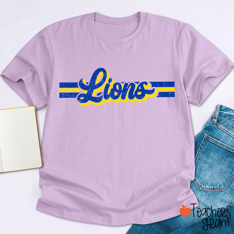 Personalized Mascot Contrast Color Line Teacher T-Shirt