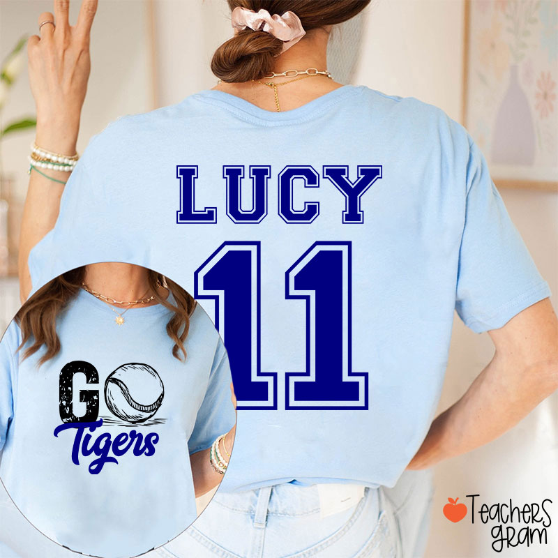 Personalized Mascot And Sport Go Game Day Teacher Two Sided T-Shirt