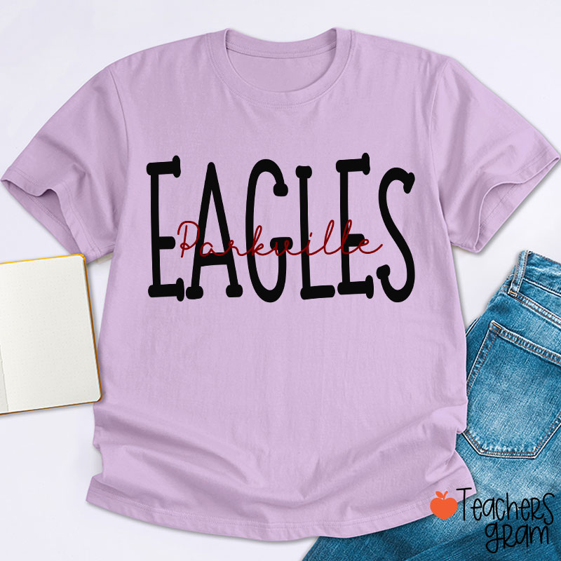 Personalized Mascot School Spirit Simple Contrasting Color Design Teacher T-Shirt