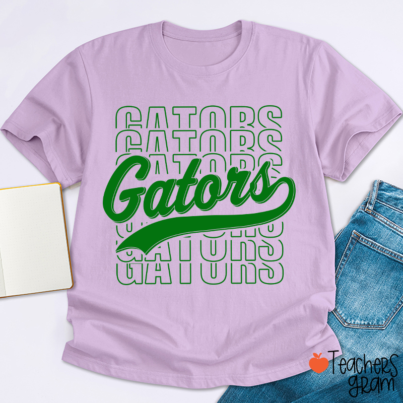 Personalized Mascot Stacked Typography School Spirit Teacher T-Shirt