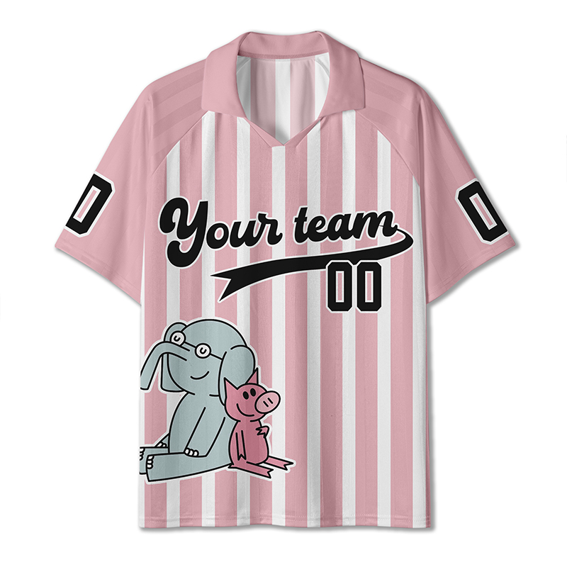 Personalized Team Name And Number Cute Piggy Pink Teacher Collar Jersey