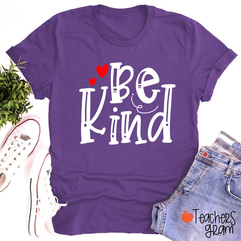 Be Kind Red Heart Teacher T-Shirt