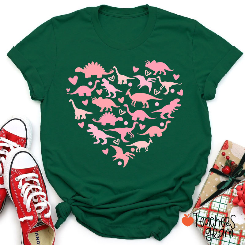 Cute Dinosaur Heart Teacher T-Shirt