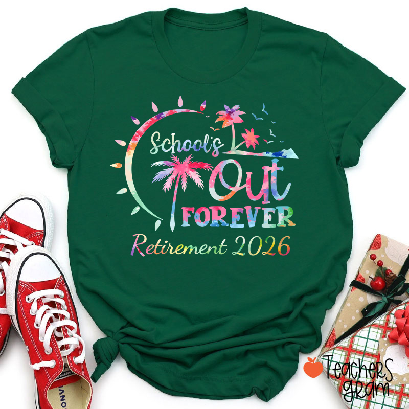 Personalized Tie Dye Style Retirement Teacher T-Shirt
