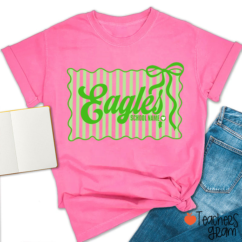 Personalized Retro Stripe Cheer Team Teacher T-Shirt
