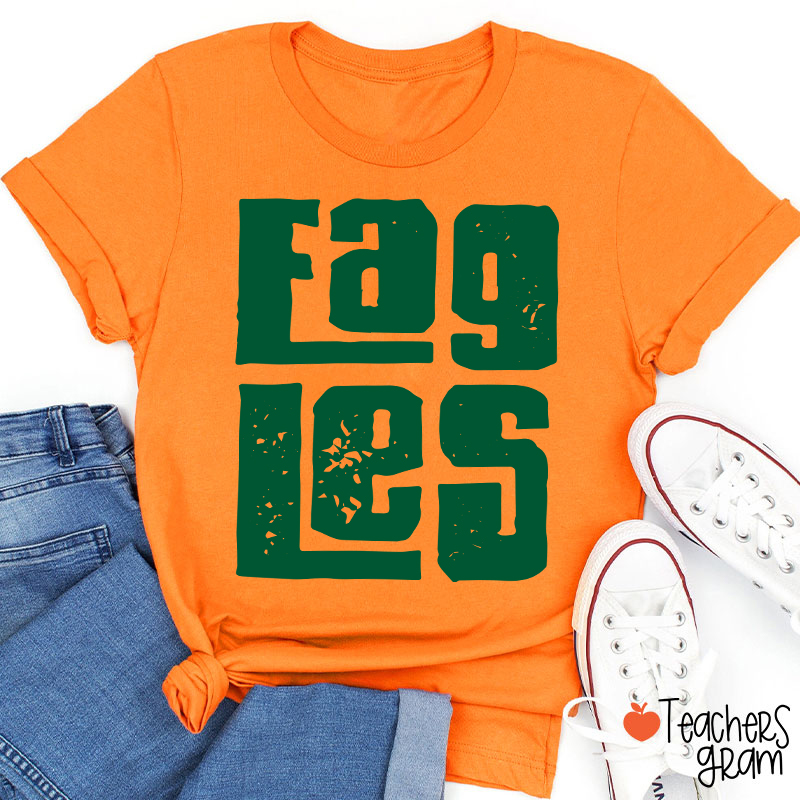 Personalized Distressed Bold Mascot Text Teacher T‑Shirt