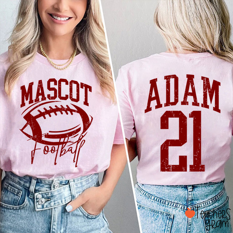 Personalized Mascot Name Number Retro Team Sport Teacher Two Sided T‑Shirt