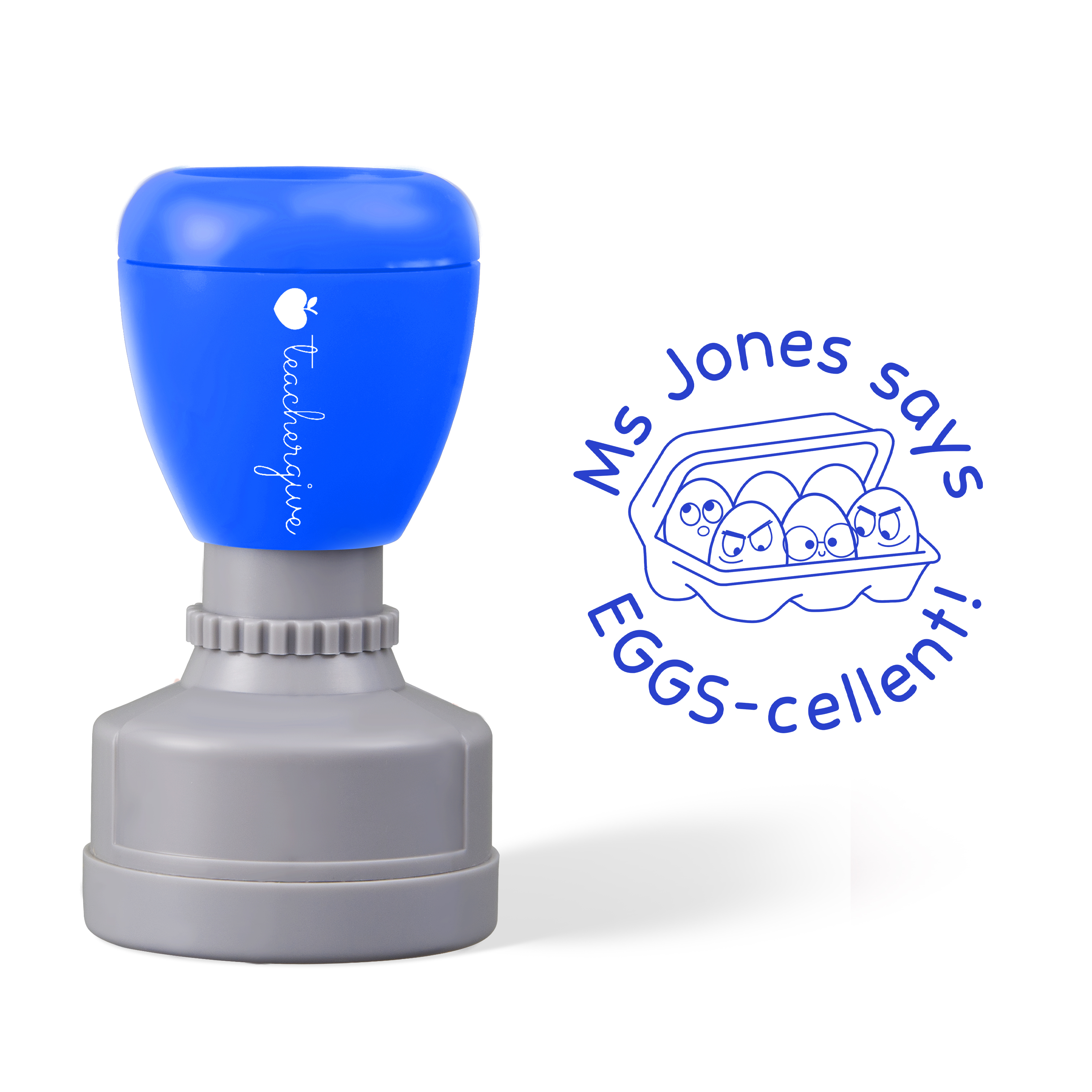 Personalized Says Egg-cellent Teacher Stamp