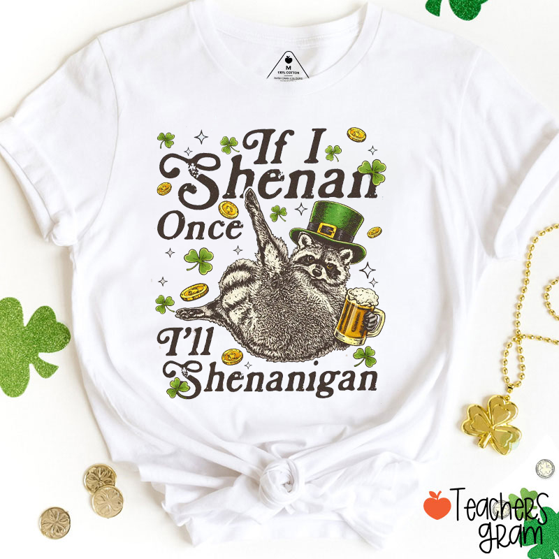 If I Shenan Once I’ll Shenanigan Funny Raccoon Teacher T-Shirt