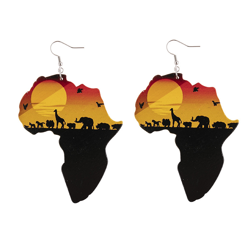 African Print Teacher Wooden Earrings