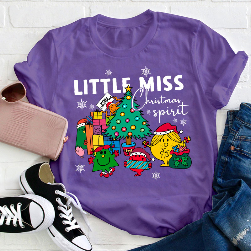 Little Miss Christmas Spirit Teacher T-Shirt