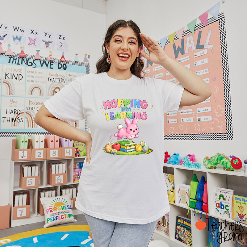 Hopping Into Learning Cute Bunny Teacher T-Shirt