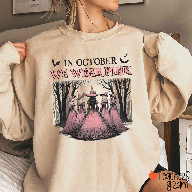 October Pink Witches Teacher Sweatshirt
