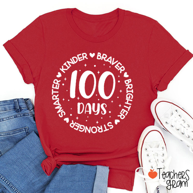100 Days Kinder Braver Smarter Teacher T-Shirt