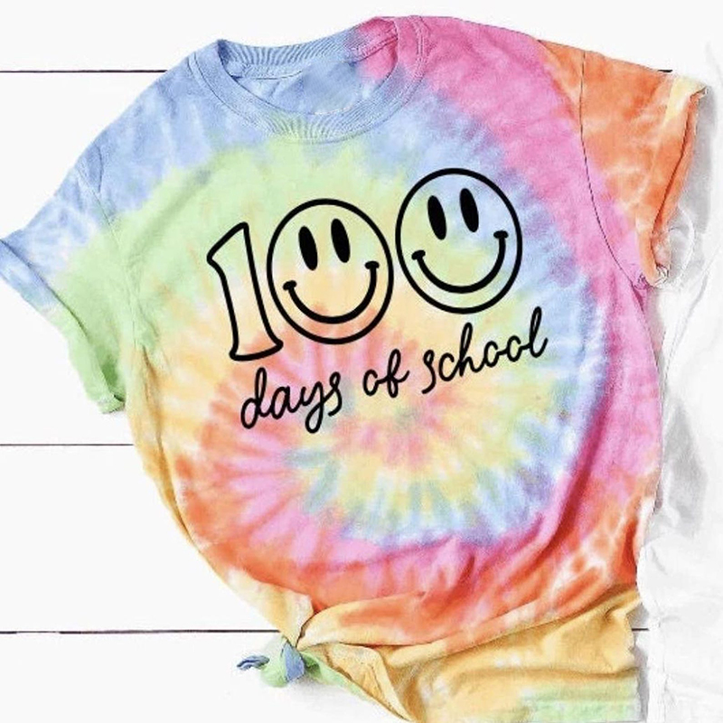100 Days Of School Teacher Tie-dye T-Shirt