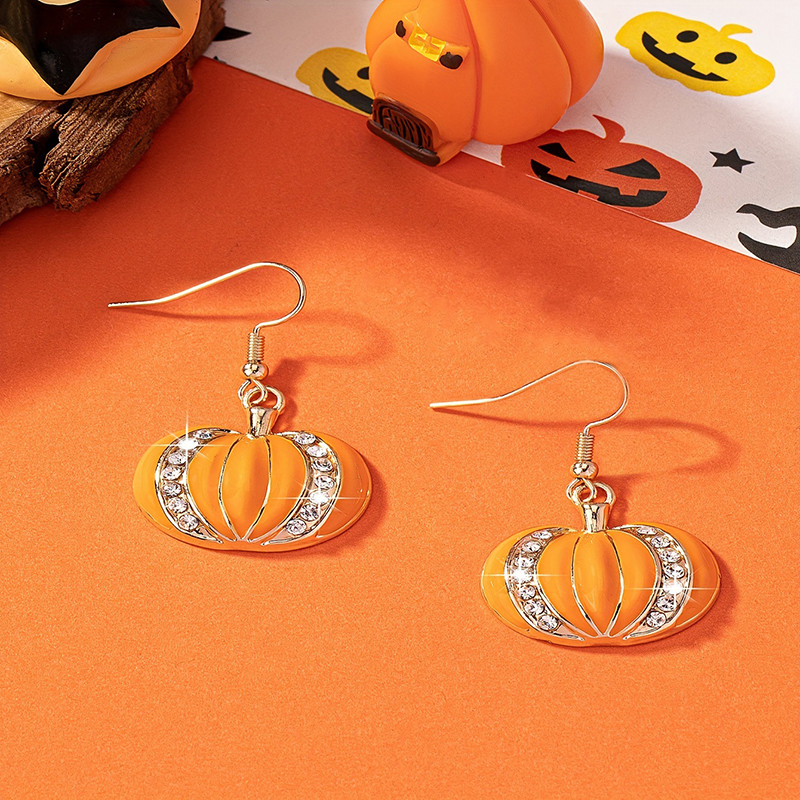 Diamond Pumpkin Teacher Metal Earrings
