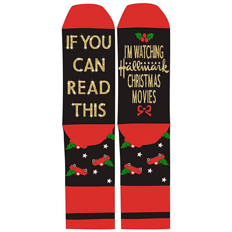 Gold Letter Christmas Teacher Socks