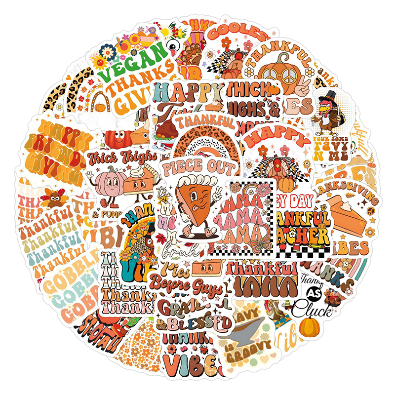 Groovy Thanksgiving 60 PCS Teacher Stickers Pack