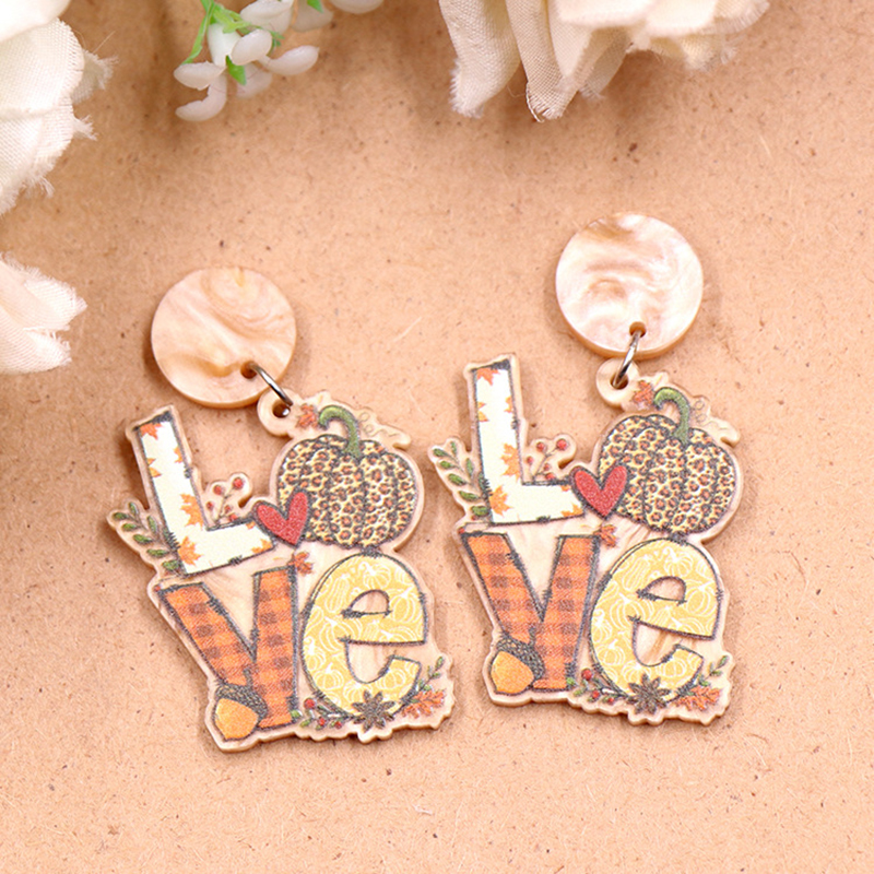 Love Pumpkin  Acrylic Earrings