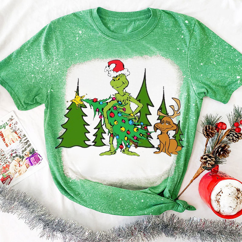 Steal The Christmas Tree Teacher Printed T-Shirt