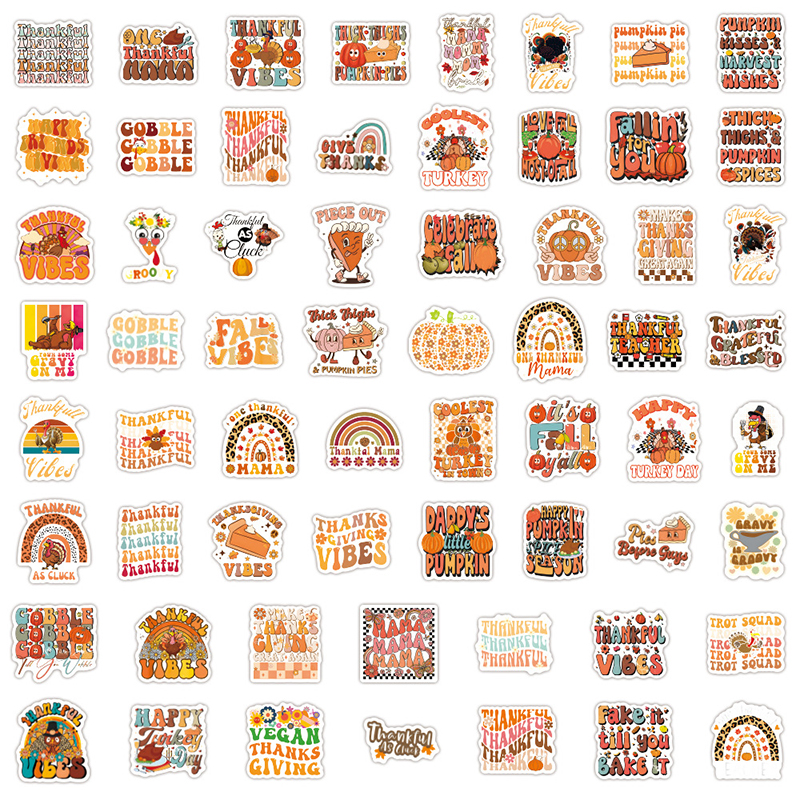 Groovy Thanksgiving 60 PCS Teacher Stickers Pack