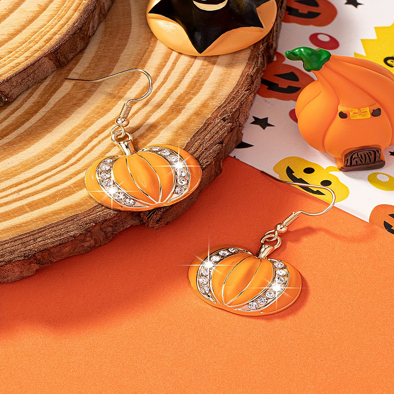 Diamond Pumpkin Teacher Metal Earrings