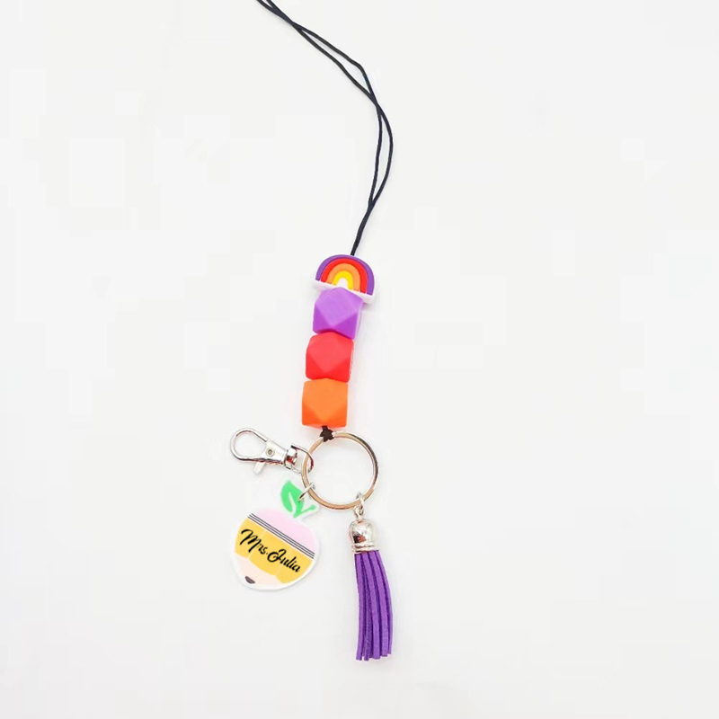 Rainbow Beaded Teacher Lanyard
