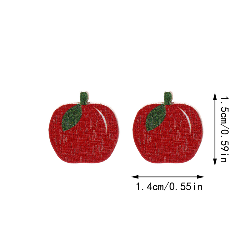 Cute Smiley Apple Drawing Board Wooden Earrings