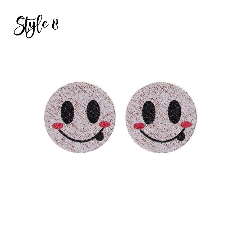 Cute Smiley Apple Drawing Board Wooden Earrings