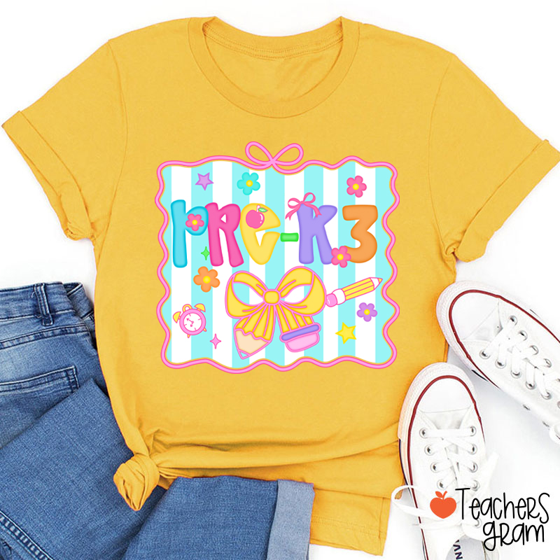 Personalized Grade Bow Tie Board Teacher T-Shirt
