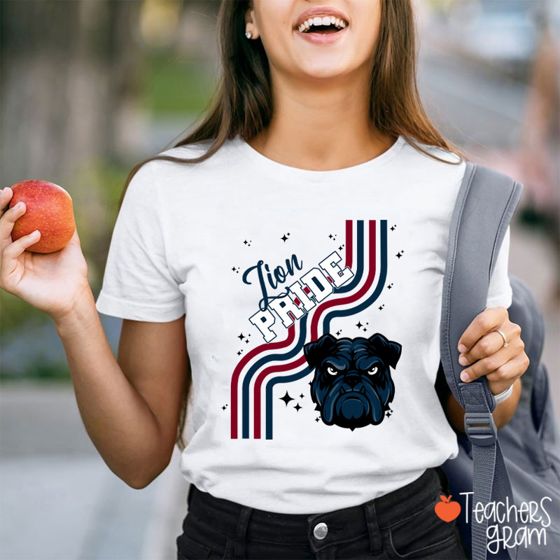 Personalized Mascot Wavy Lines Teacher T-Shirt