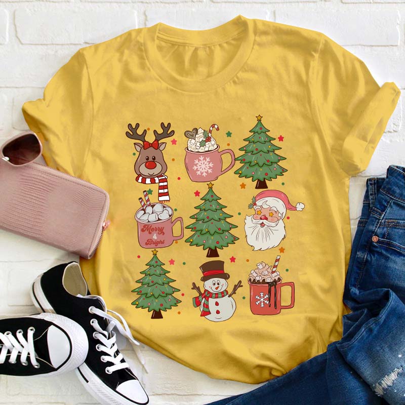 Cute Christmas Elements Teacher T-Shirt